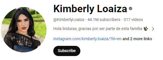 Kimberly Loiaza YouTube channel
