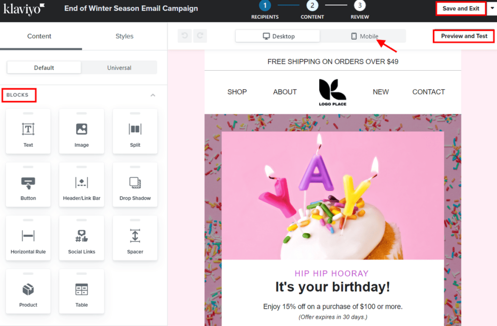 Klaviyo - customize email template