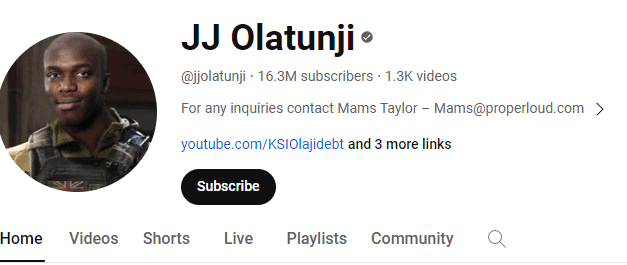 KSI official YouTube channel
