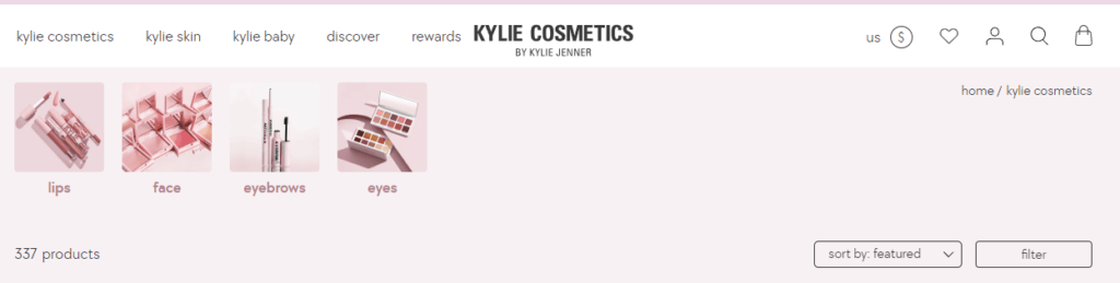 Kylie Cosmetics dashboard