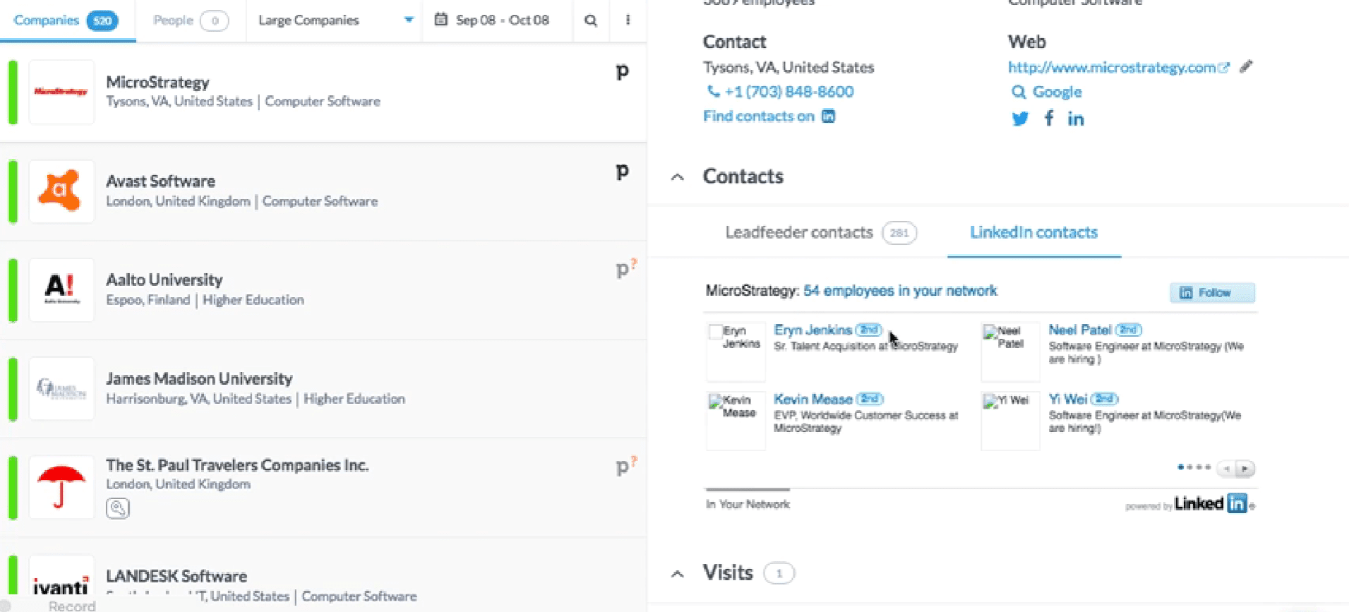 Leadfeeder lead finding examples