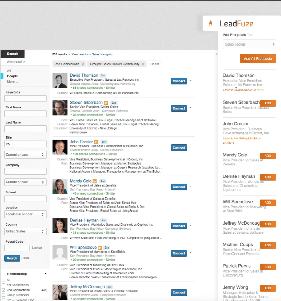 LeadFuze lead generation example