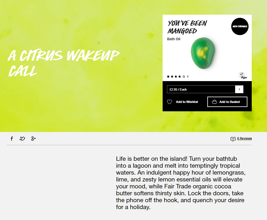 Lush Ecommerce Content Marketing Examples