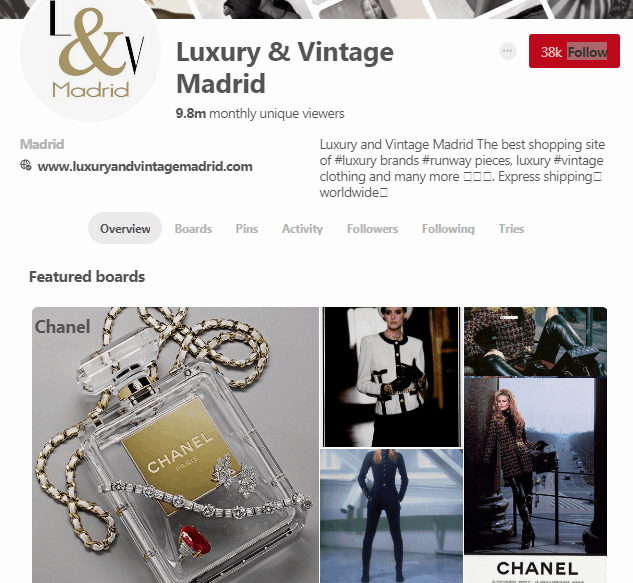 Luxury and Vintage Madrid - b2c social media marketing