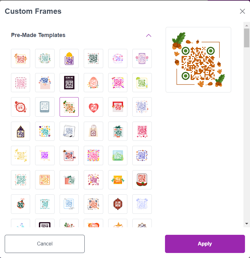 Me QR code custom frames