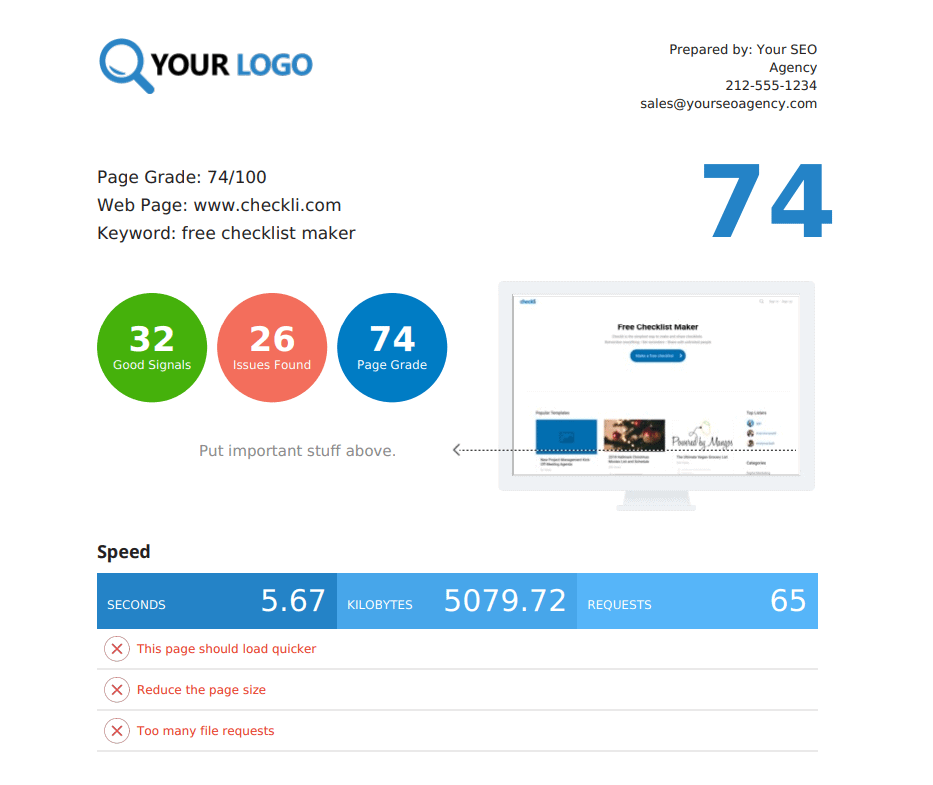 MySiteAuditor SEO Report