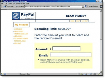 Paypal in 1990's - first website edition