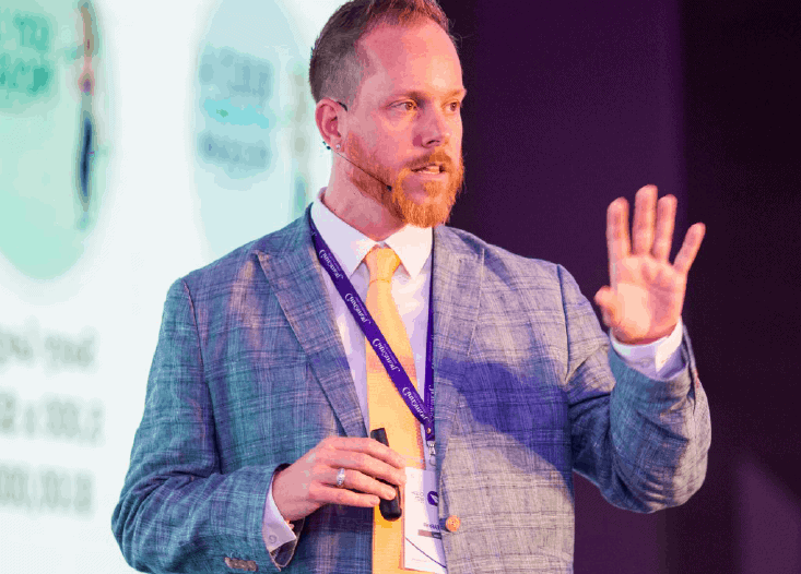 Shane Barker speaking at event