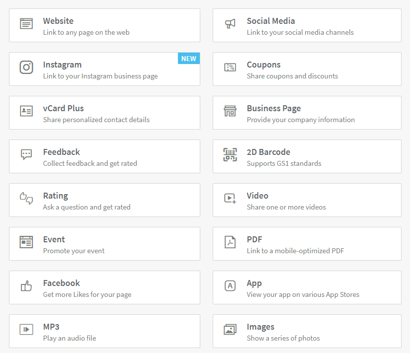 QR Code Generator Data Types