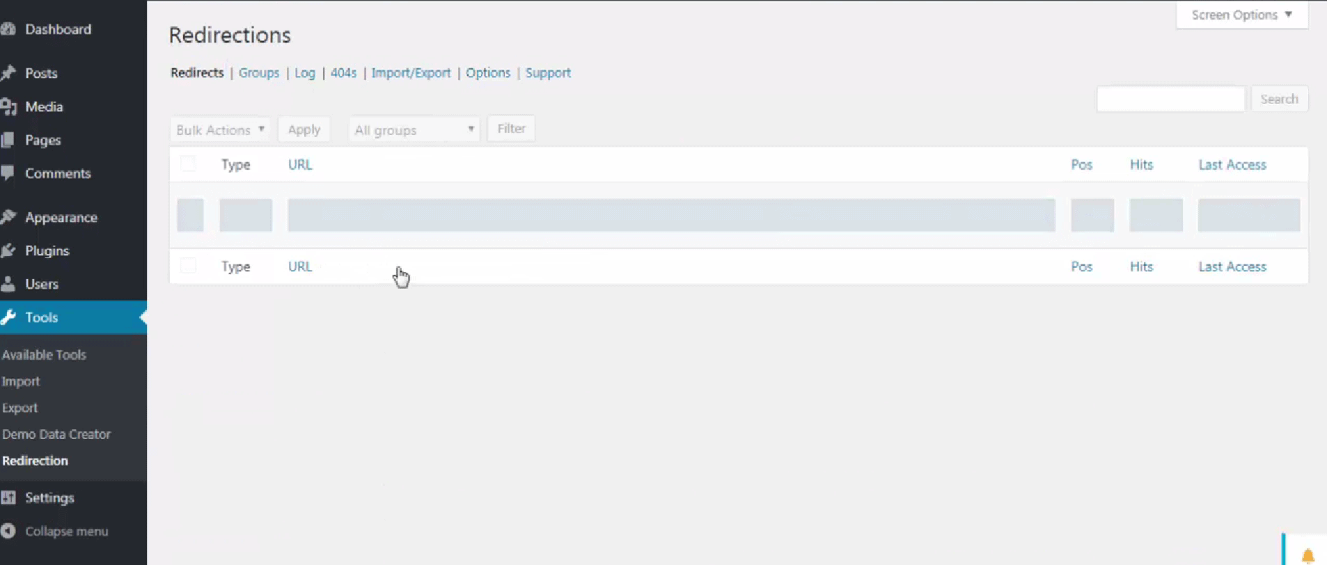 Redirection WordPress page