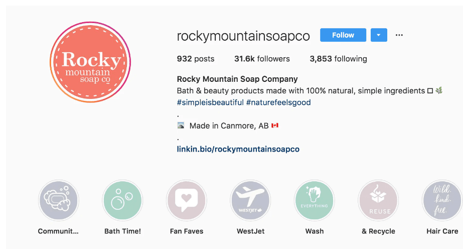 Rocky Mountain Soap Instagram Profile