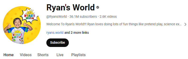 Ryan’s World channel