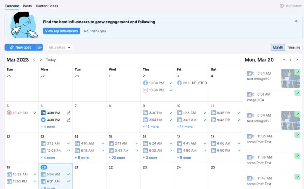 Semrush content calendar