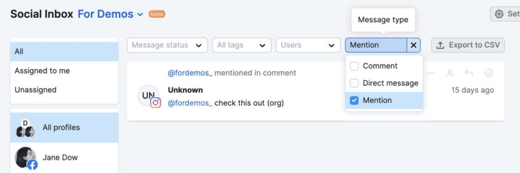 Semrush social inbox