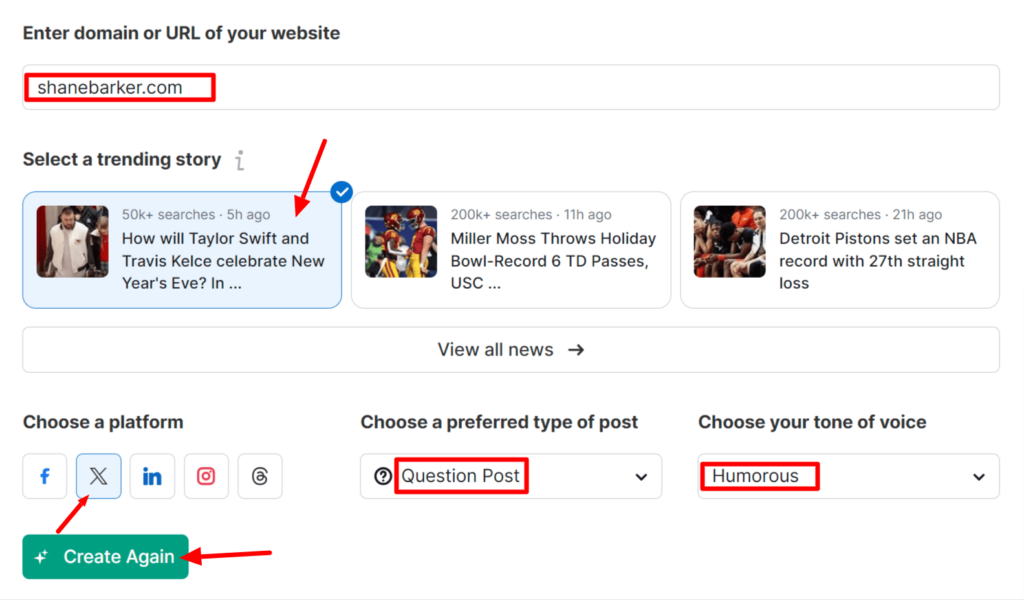 Semrush’s AI Social Media Post Generator