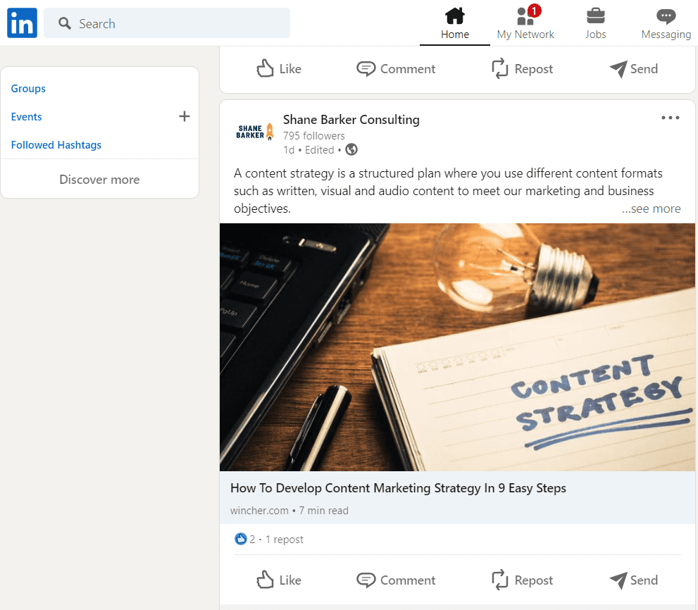 Shane Barker LinkedIn Post Example
