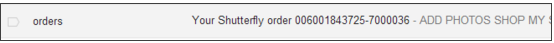 Shutterfly sends an email for order - email marketing subject lines