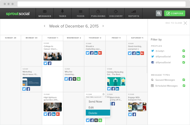 Sprout Social Content Calendar 