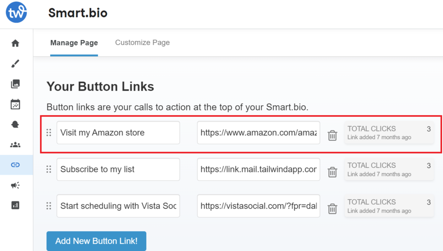tailwind smart.bio links in your Instagram bio example