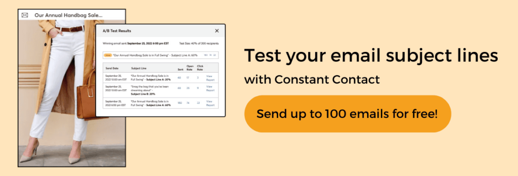 test your email subject lines with Constant Contact