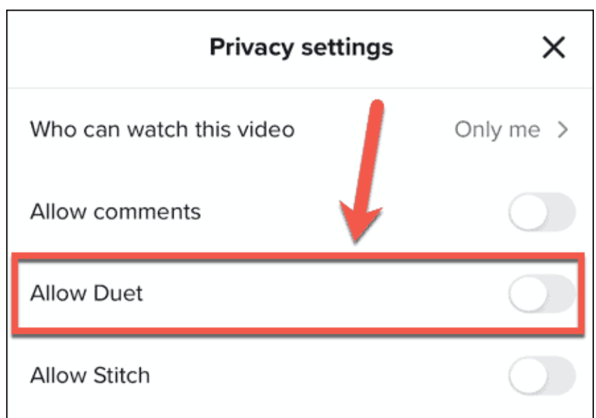 turn Duet on or off for an individual video on TikTok