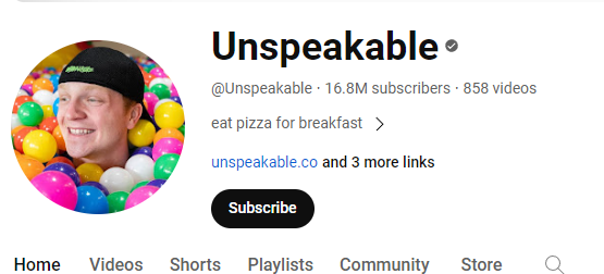 Unspeakable YouTube channel