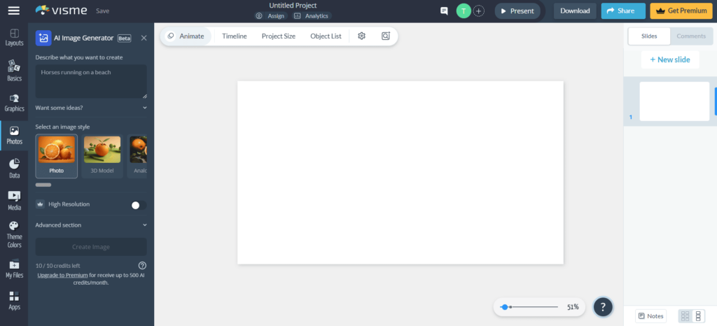 Visme main dashboard