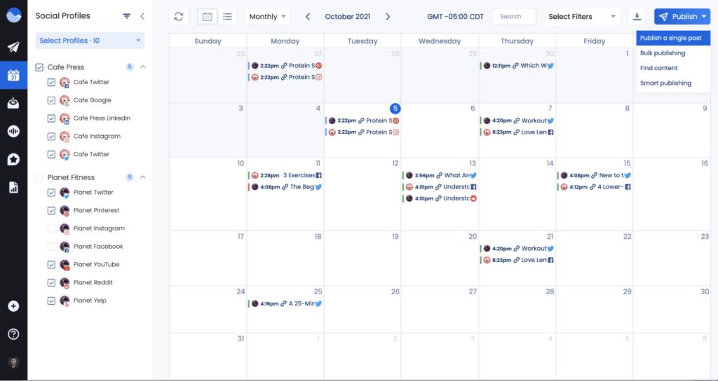 Vista Social - social media content calendar and publishing schedule