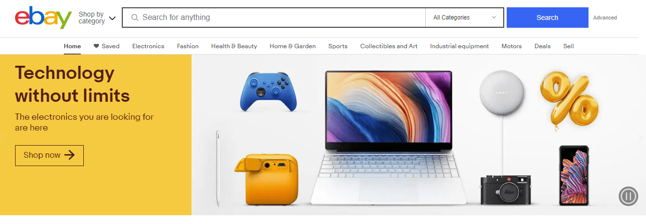 What is Ecommerce - eBay homepage