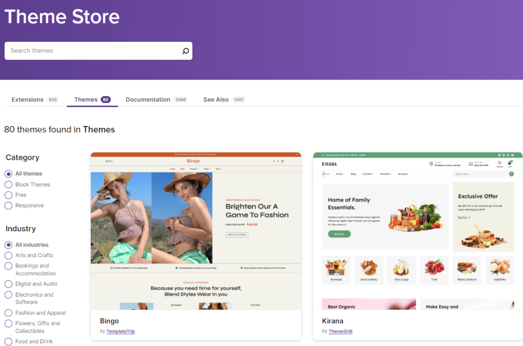 WooCommerce theme store