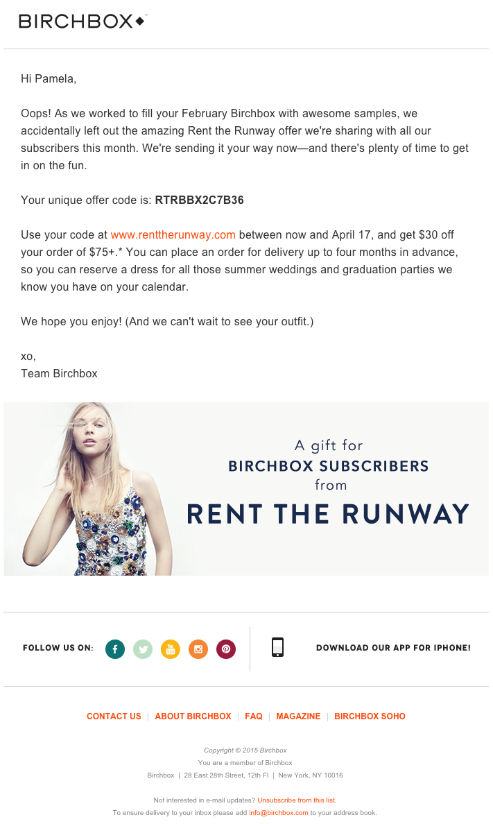 birchbox email