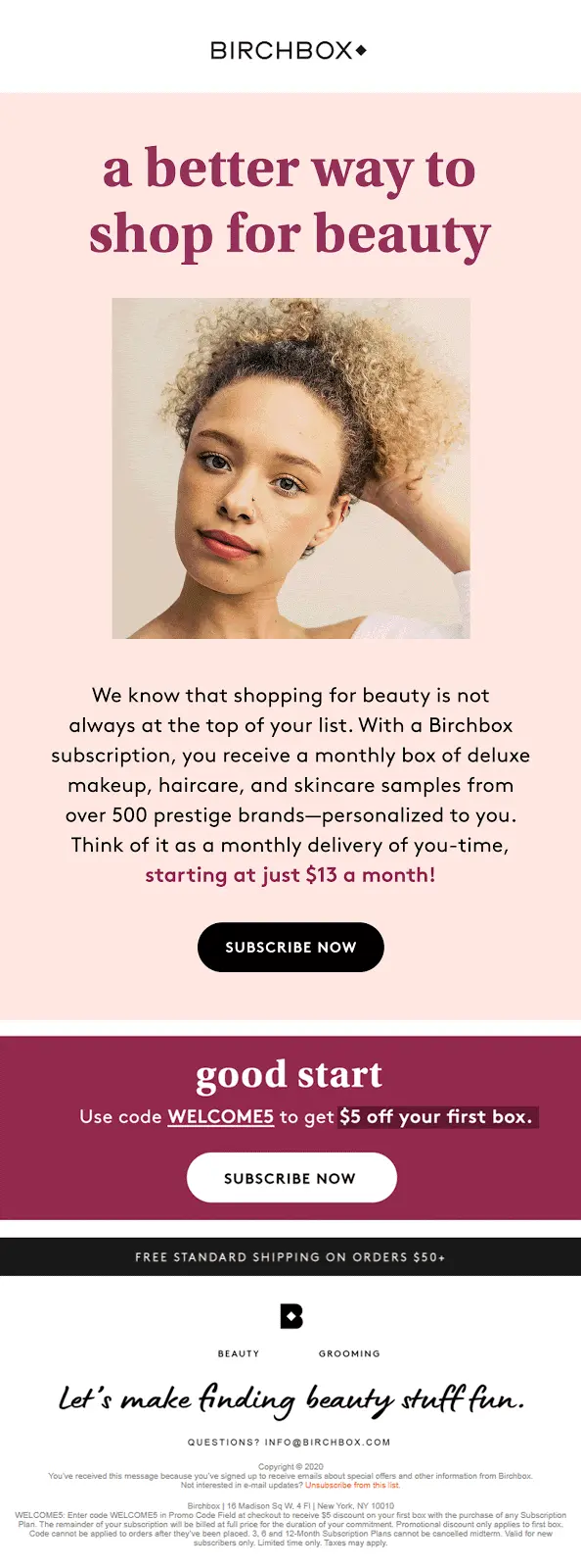 Birchbox welcome series email 1