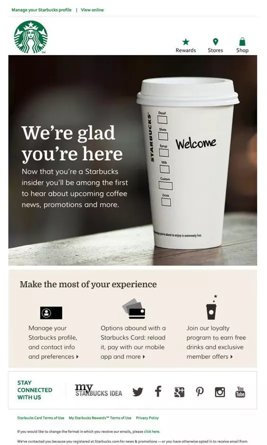 Starbucks reengagement email marketing