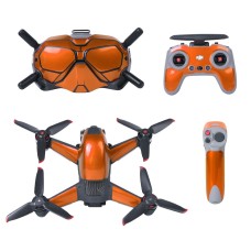 SunnyLife 4 in 1 PVC-naarmuuntumisen anti-tarran ihon kääretarrapaketit DJI FPV Drone & Goggles V2 & Remote Control & Rocker (Aurora Orange)