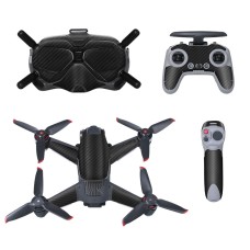 SunnyLife 4 en 1 PVC Kits de calcomanía anti-Scratch Decal Wrap Kits para DJI FPV Drone & Goggles V2 & Remote Control & Rocker (Negro de carbono)