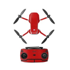 Sunnylife MM-TZ439 Водоустойчив PVC Drone тяло + Arm + Remote Control Декоративни защитни стикери Комплект за DJI Mavic Mini (въглеродна текстура червено)
