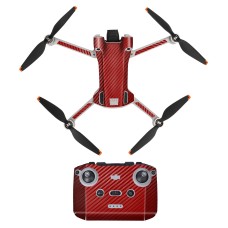 SunnyLife Drohne+Fernbedienungsschutzaufkleber für DJI Mini 3 Pro Standardversion (Carbon Red)