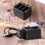USB -kolmikpatareide laadija LED -indikaatorituliga DJI Osmo Action jaoks (must)