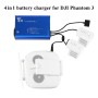 4 In 1 Parallel Power Hub Inteligentní nabíječka řadiče baterií pro DJI Phantom 3 Standardní SE FPV Drone, typ zástrčky: UK Plug