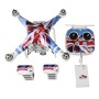 Ison -Britannian lippukuvio 4D -jäljitelmä Hiilikuitu PVC -vedenkestävyystarrapaketti DJI Phantom 3 -kvadcopter- ja kauko -ohjaimelle ja akkulle