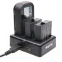 Ładowarka podwójna baterie + ładowarka zdalna z kablem USB do GoPro Hero7 Black /6/5 (AHDBT-501), baterie nie są zawarte (czarny)