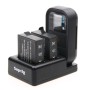 Зарядно за двойни батерии + зарядно устройство за дистанционно управление с USB кабел за GoPro Hero7 Black /6/5 (AHDBT-501), батериите не са включени (черно)