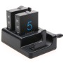 Chargeur à deux batteries + chargeur de télécommande avec câble USB pour GoPro Hero7 noir / 6/5 (AHDBT-501), batteries non incluses (noir)