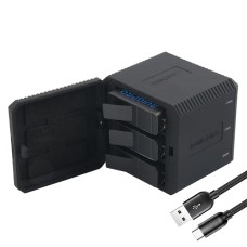 RUIGPRO USB三重电池外壳带有USB电缆的充电器和LED指示灯，用于GoPro Hero6 /5（黑色）