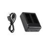 Podwójna ładowarka USB z kablem i światłem wskaźnikiem dla GoPro Hero9 Black / Hero10 Black (czarny)