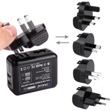 PULUZ 2 Ports USB 5V (2.1A + 2.1A) Wall Charger Set with Removable International UK + EU + US + AU Plug Travel Power Adapters for GoPro HERO4 Session /4 /3+ /3 /2 /1