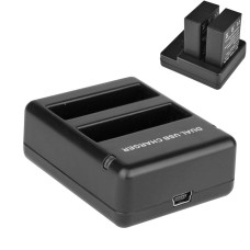 Caricatore da viaggio a doppia batteria USB per GoPro Hero4 (AHDBT-401) (nero)