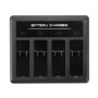 4-kanals batteriladdare med typ-C /USB-C-port för GoPro Hero8 Black /7 Black /7 White /7 Silver /6/5
