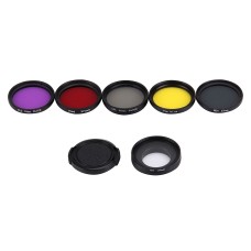 annestar 7中的1分1分37毫米镜头滤镜（CPL + UV + ND4 +红色 +黄色 +黄色 + FLD / Purple）和镜头保护帽，用于GoPro Hero4 / 3+ / 3 Sport Action Camera