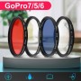Ruigpro עבור GoPro Hero 7/6 /5 Professional 52 מ"מ פילטר עדשה בצבע אדום עם טבעת מתאם מסנן וכובע עדשות